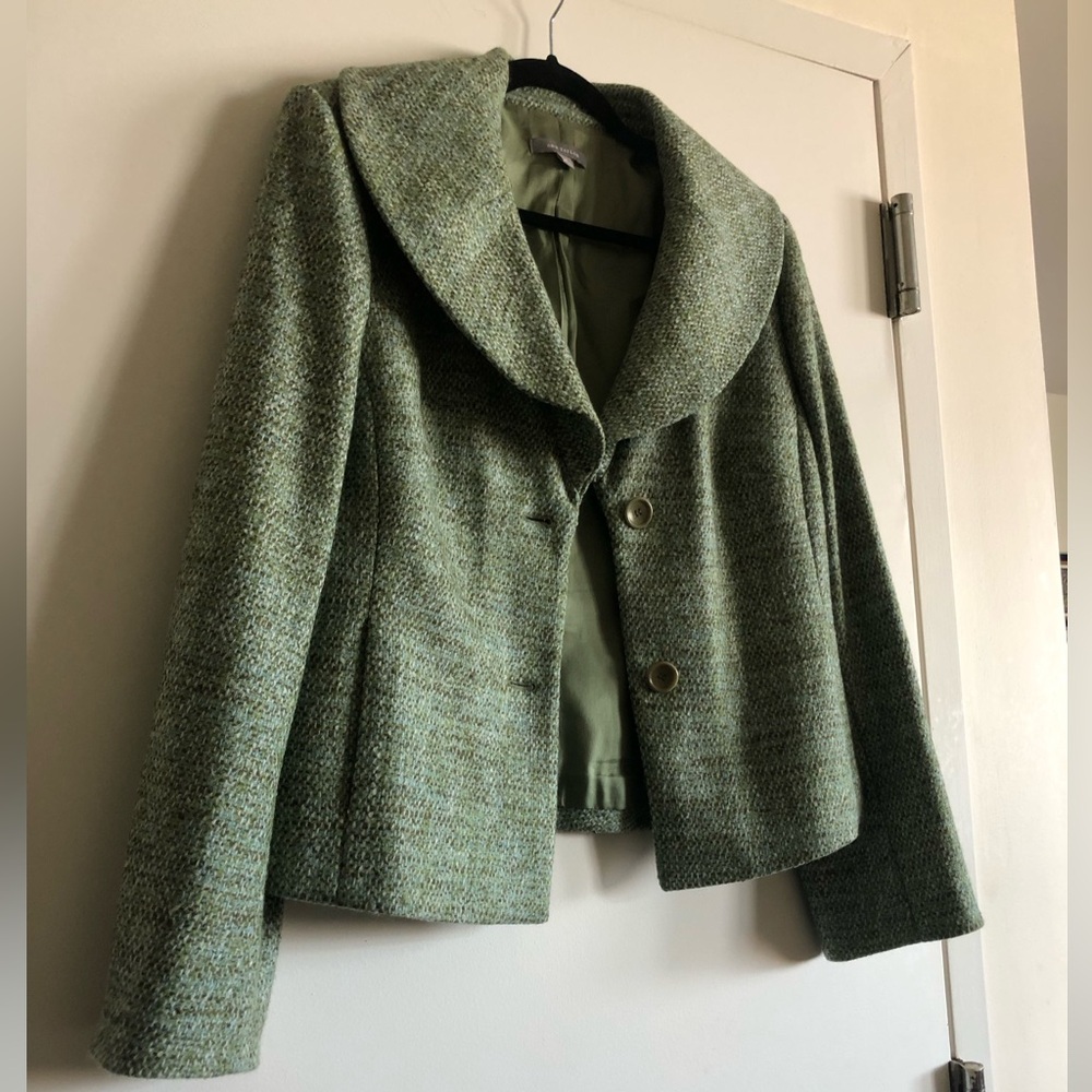 Ann Taylor Green Wool Tweed Blazer